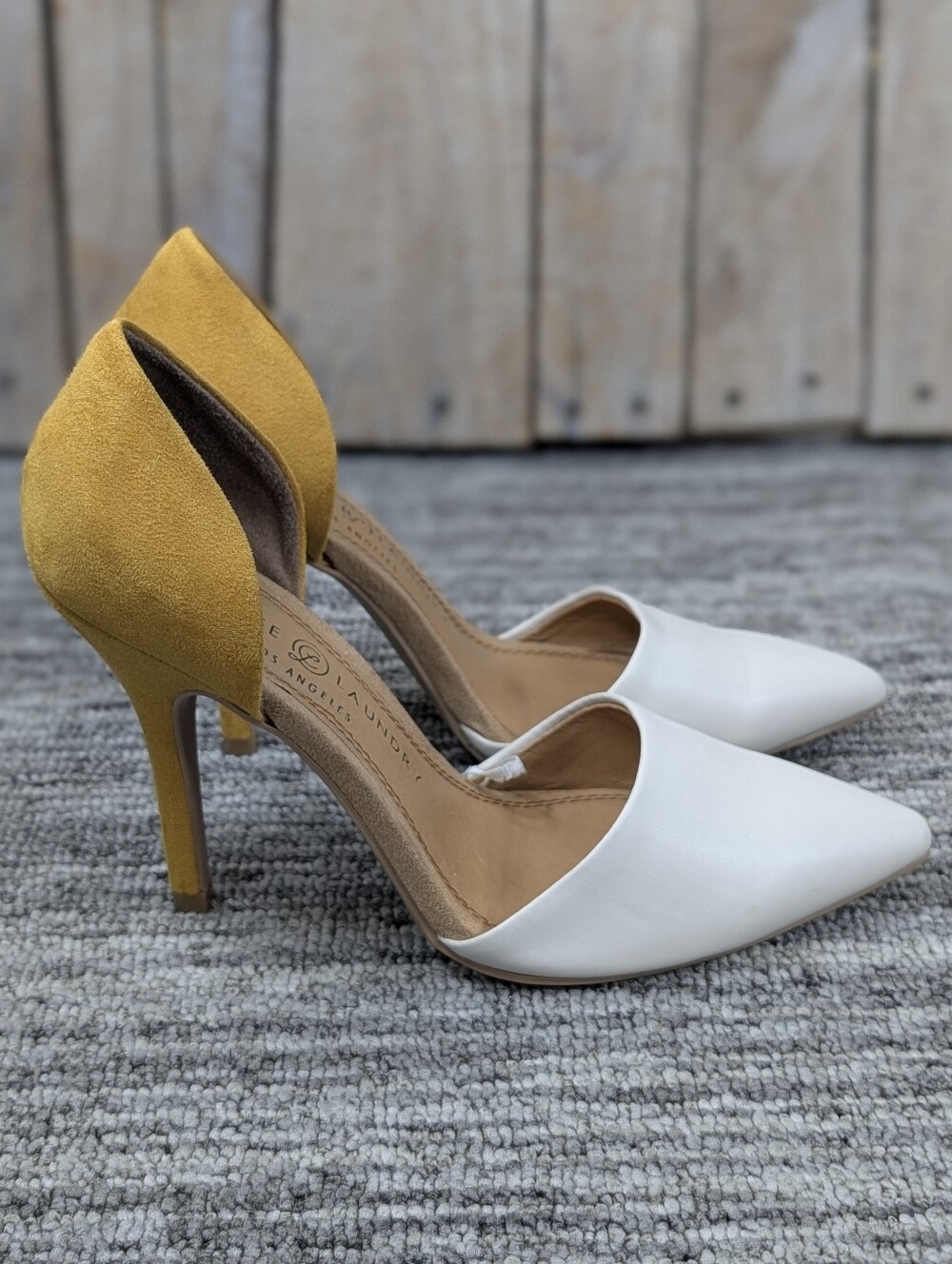 Chinese Laundry: Women's d'Orsay Heels - White/Yellow - Size 6.5
